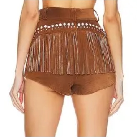 UNDERSTATED LEATHER Dimestone Cowgirl Wanted Shorts In Brown Sz Small - Picture 6 of 6